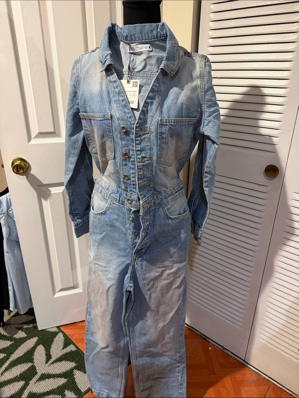 Denim Utility Jumpsuit Jacket - Light Blue